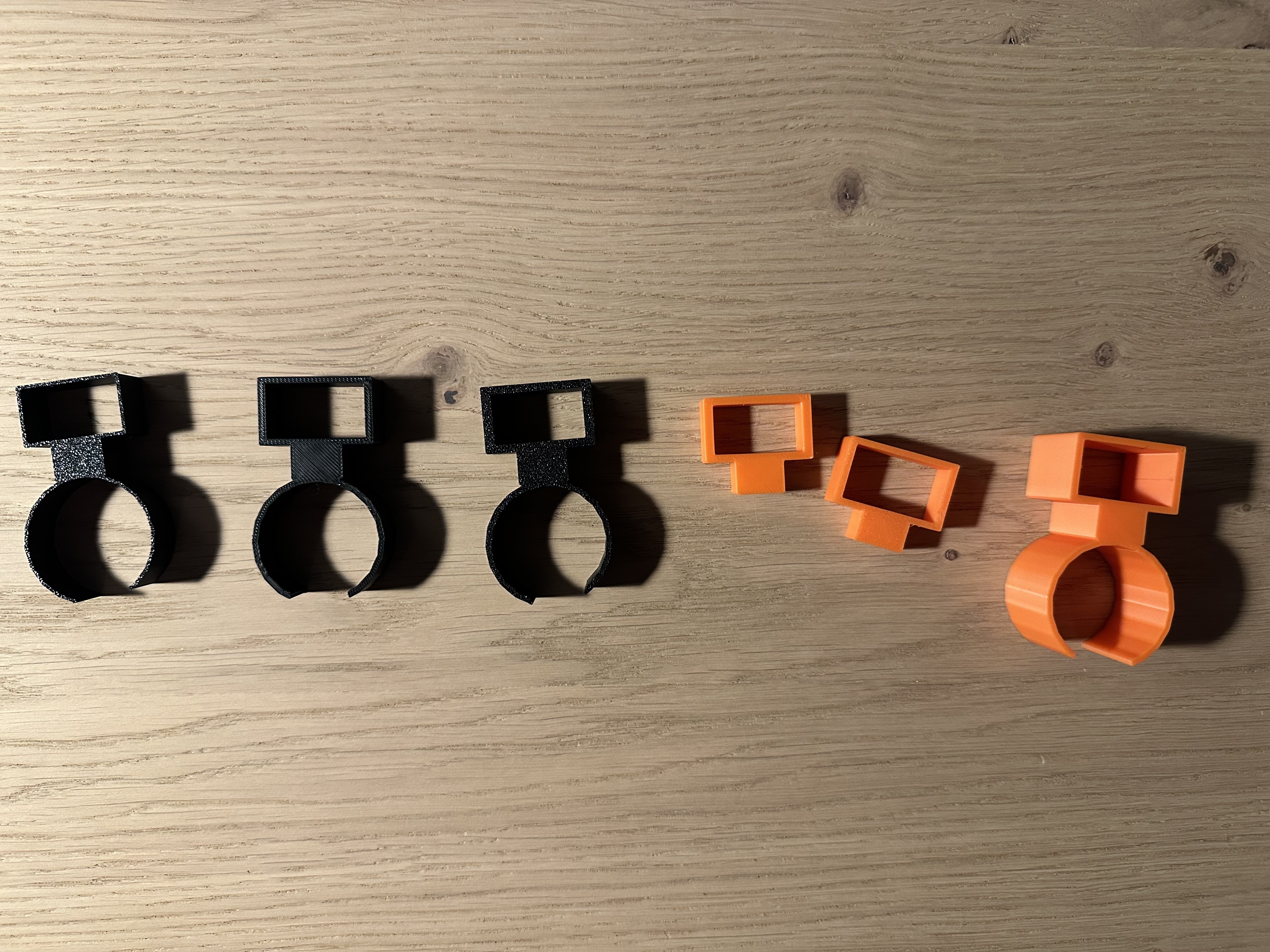 View of the various designs I printed as I iterated